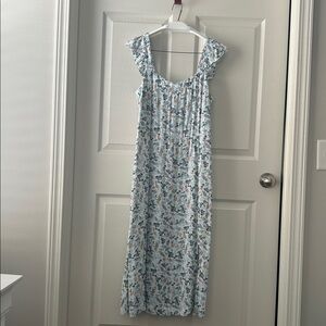 LOFT Petite Floral Blouse in Teal and Peach